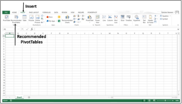 Recommended PivotTables