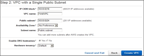 具有单个子网的 VPC