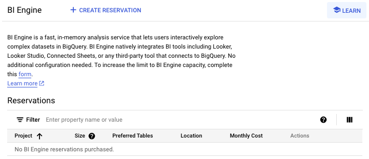 BigQuery BI Engine