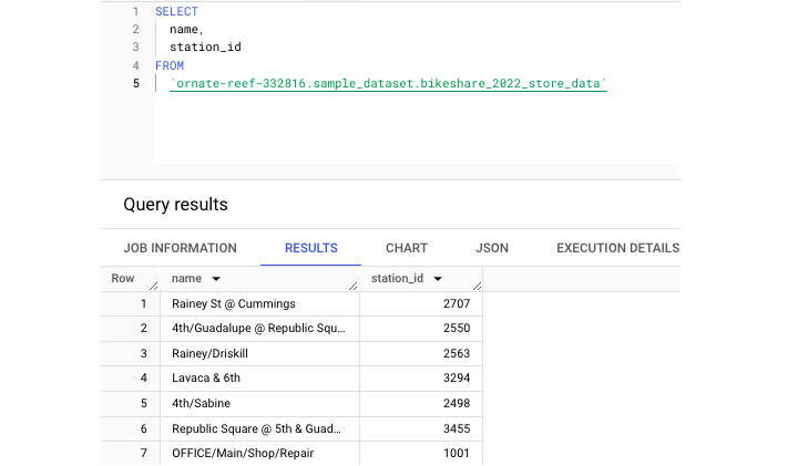 创建 BigQuery 表