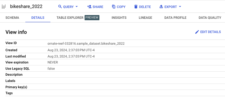 视图出现在 BigQuery 中