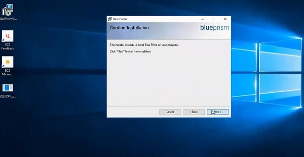 Blueprism Iinstallation Cick Next