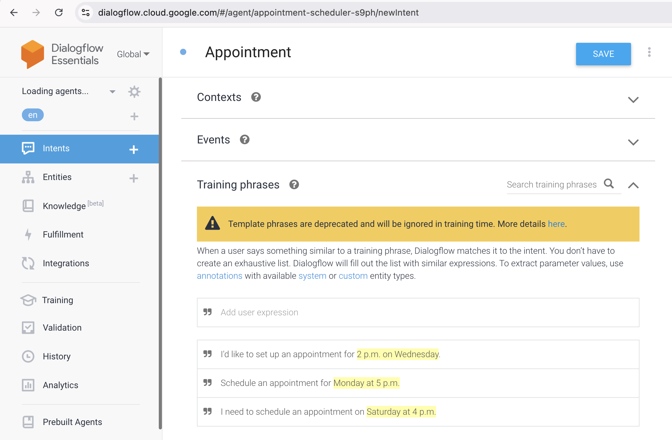 Dialogflow Building a Chatbot