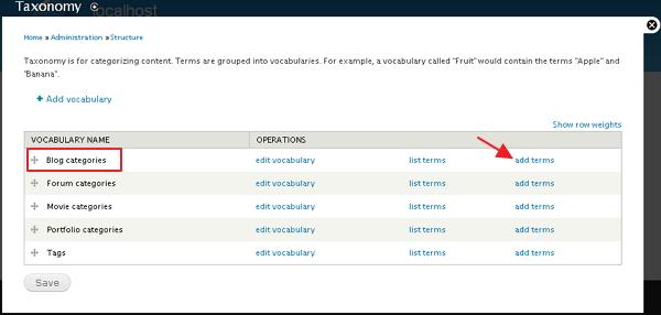 drupal create categories