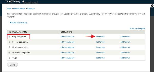 drupal create categories