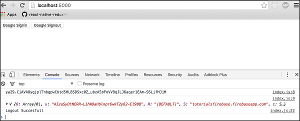 Firebase Google Auth Log