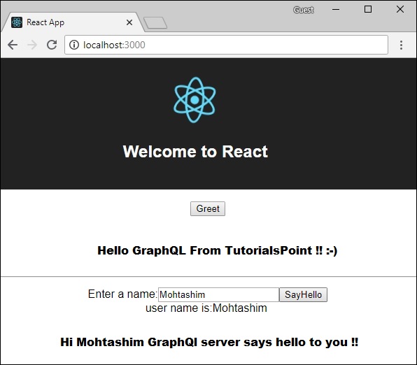 React Output Hello GraphQL