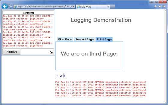 GWT Popup Logging Demo