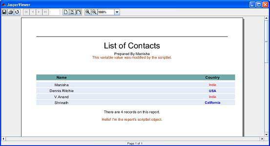 Jasper Report Scriplet Example