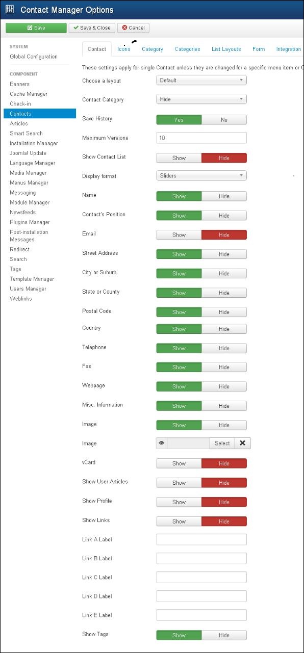 Joomla 添加联系人