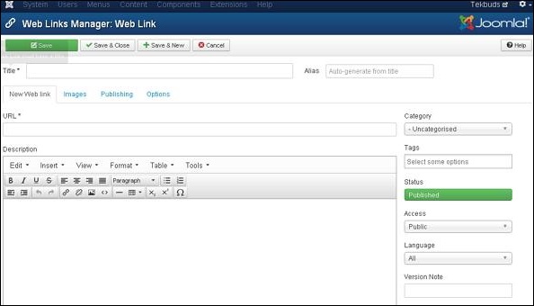 Joomla 添加 Weblinks