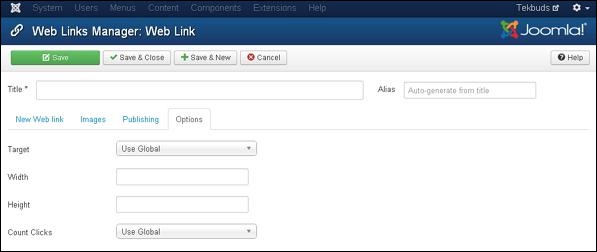 Joomla 添加 Weblinks