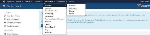 joomla 组件菜单