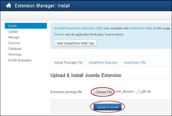 Joomla Extensions Manager