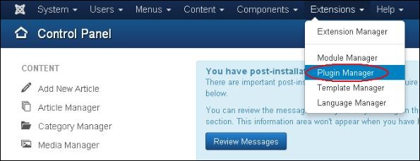 Joomla 插件管理器