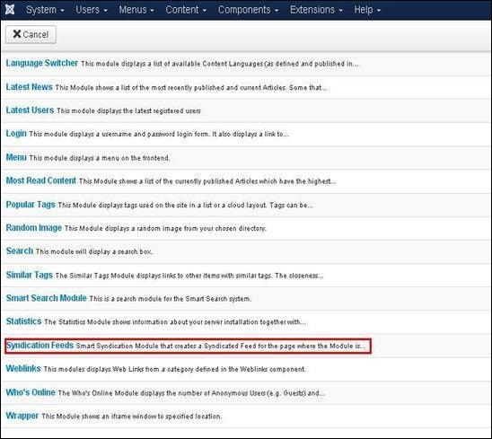Joomla Syndicate Module
