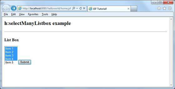 JSF h:selectManyListbox