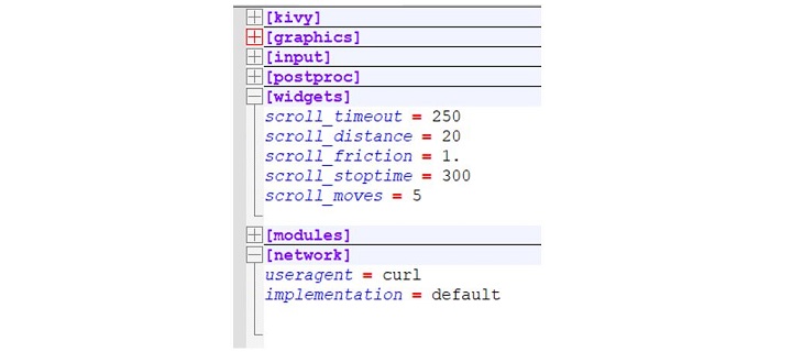 kivy configuration object