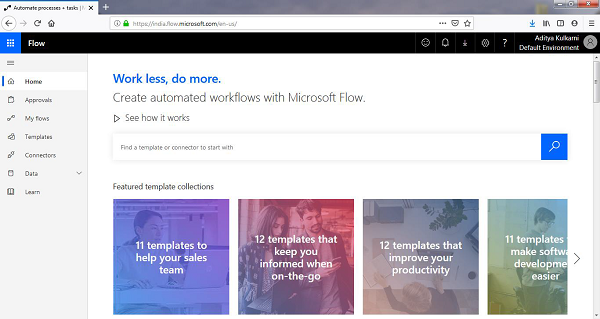 Microsoft Flow 界面