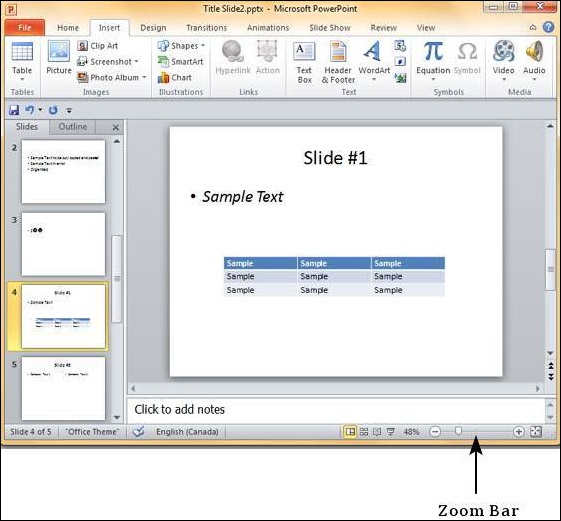 Microsoft PowerPoint 2010 中的幻灯片放大/缩小