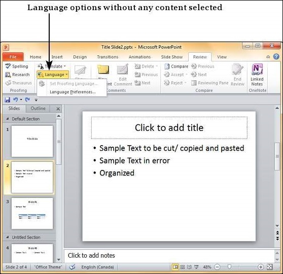 Microsoft PowerPoint 2010 设置语言类型