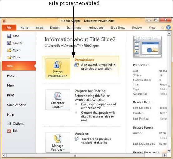 Microsoft PowerPoint 2010 中设置文档密码