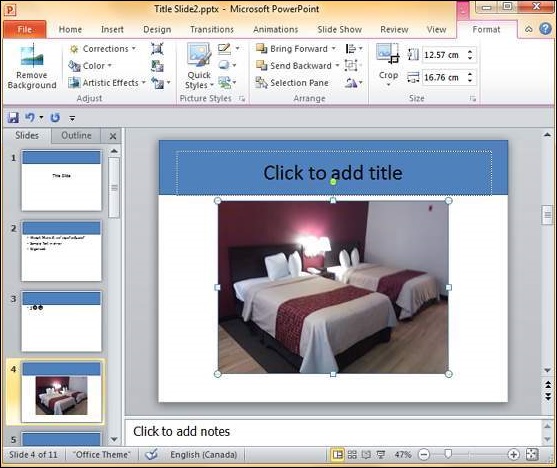 Microsoft PowerPoint 2010 中添加图片到幻灯片