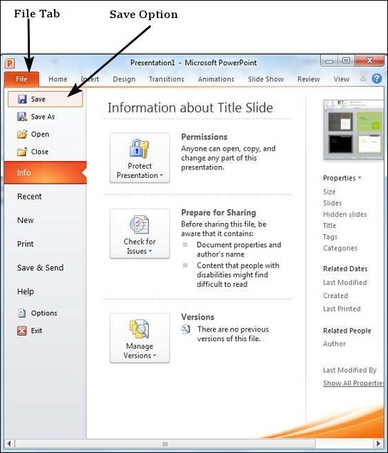 Microsoft PowerPoint 2010 中保存演示文稿