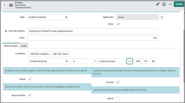 UI Policy Record