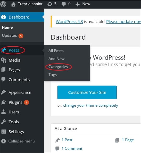 WordPress 添加类别