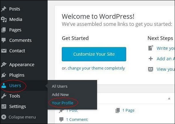 WordPress 个人资料