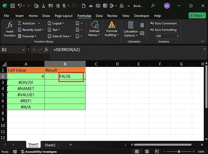 Basic ISERROR Function2