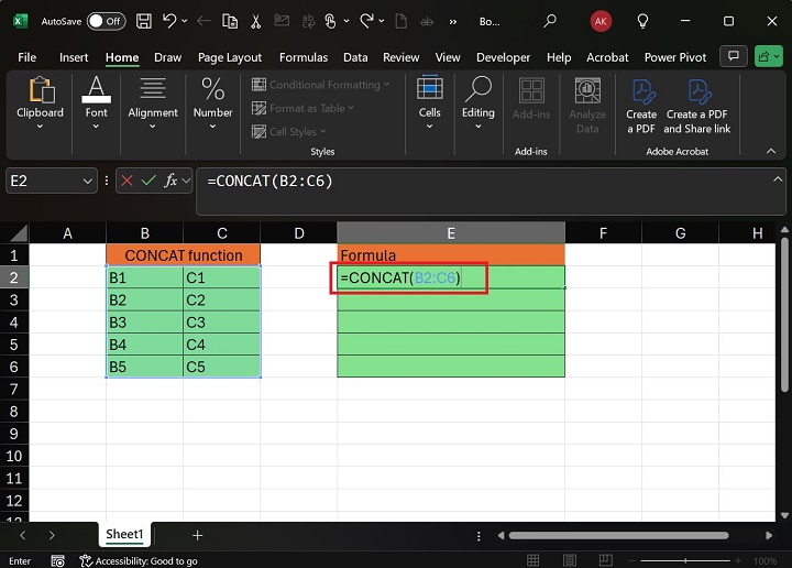 CONCAT 函数 1