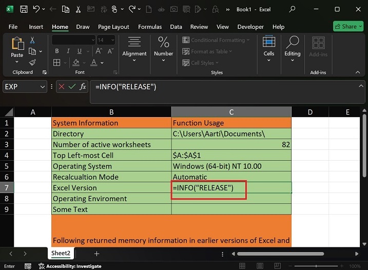 Crucial Details of System using INFO Function10