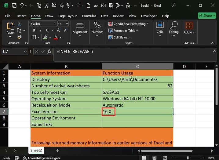 Crucial Details of System using INFO Function11