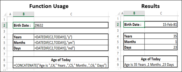 DATEDIF 函数