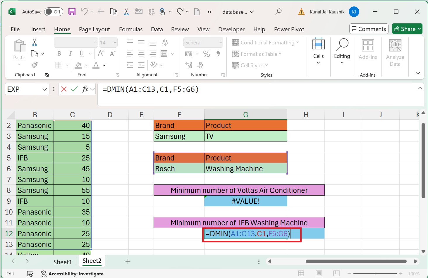 DMIN Function 9