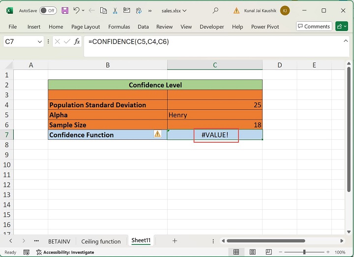 Excel CONFIDENCE 函数 4