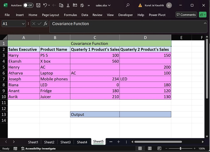 Excel COVAR 函数 3