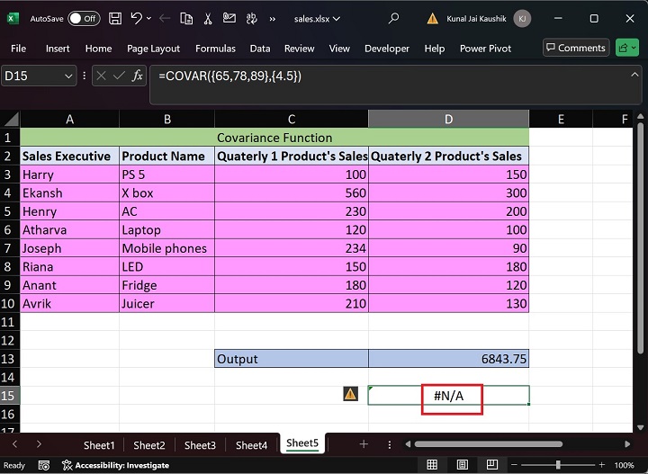 Excel COVAR 函数 7