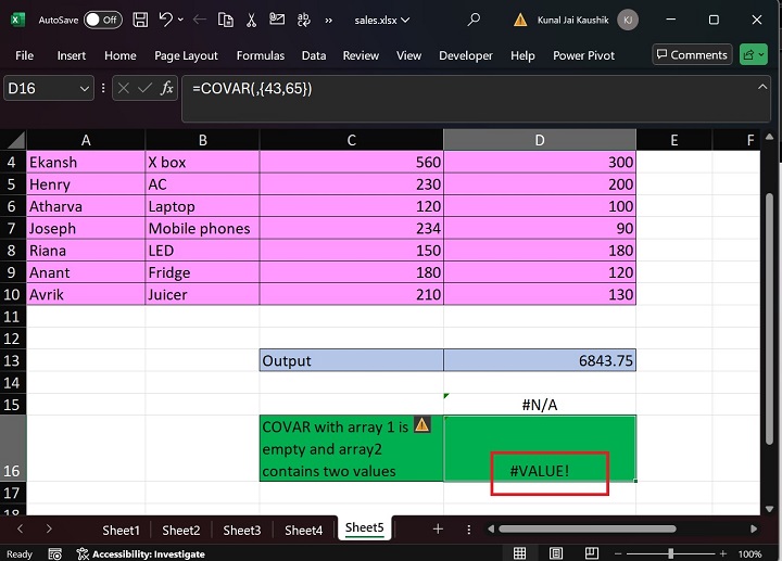 Excel COVAR 函数 9