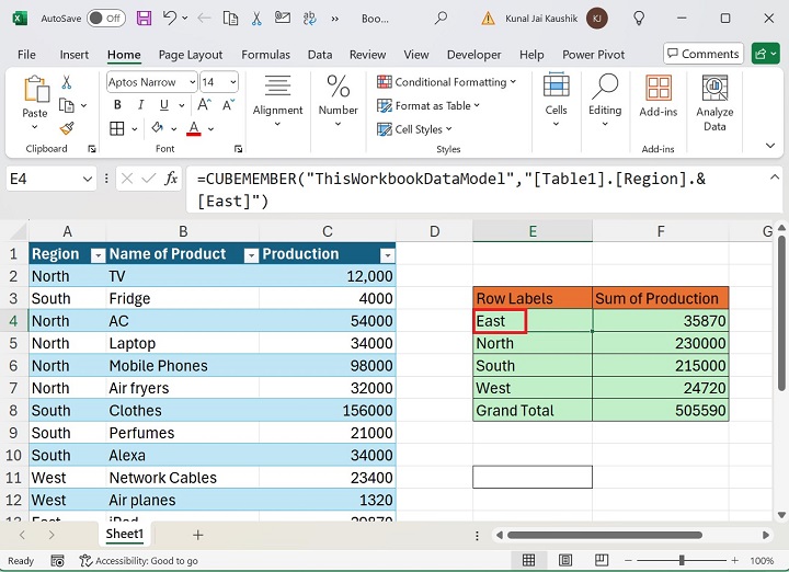 Excel CUBEMEMBER 函数 7