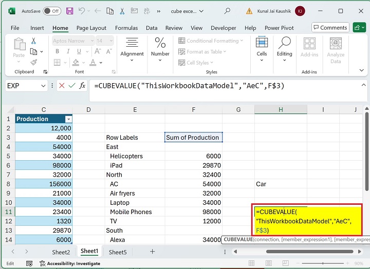 Excel CUBEVALUE Function 6