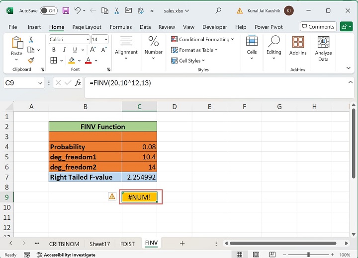 Excel FINV 函数 10