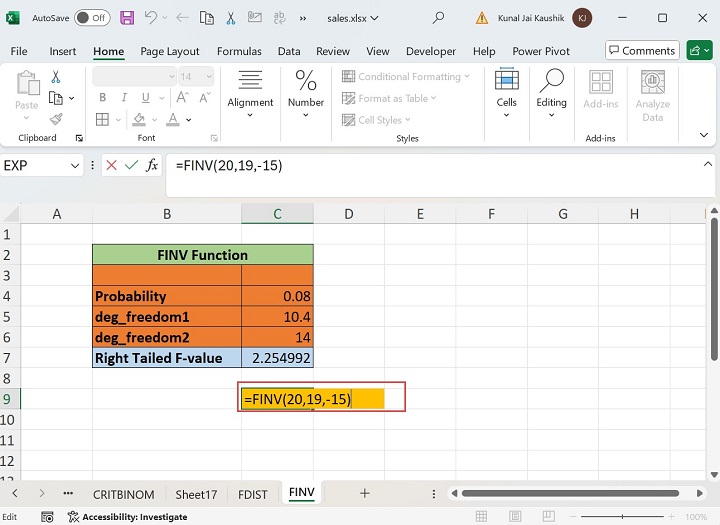 Excel FINV 函数 11