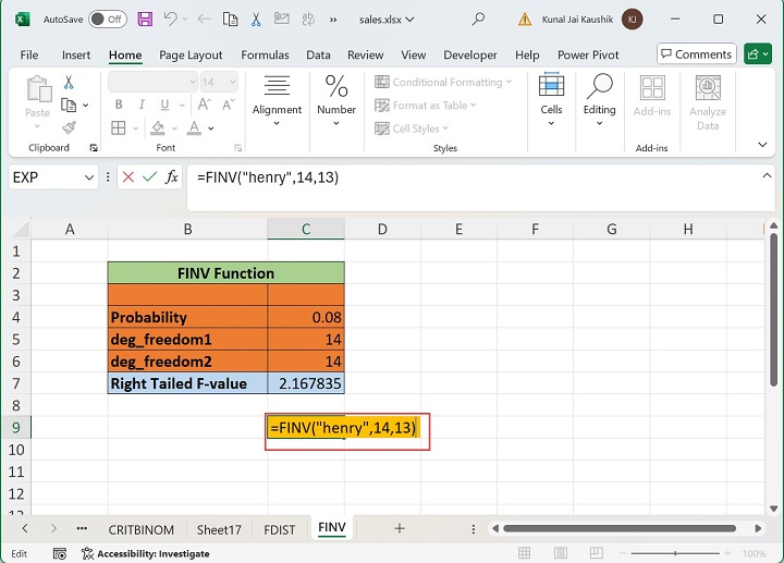 Excel FINV 函数 3