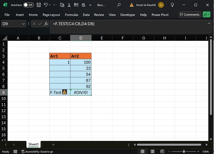 Excel FTEST 函数 4