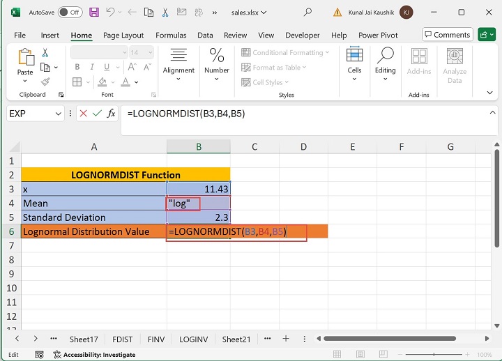 Excel LOGNORMDIST 函数 2