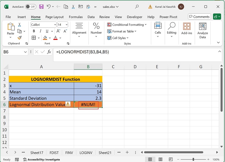 Excel LOGNORMDIST 函数 5