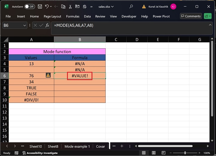 Excel MODE 函数 12